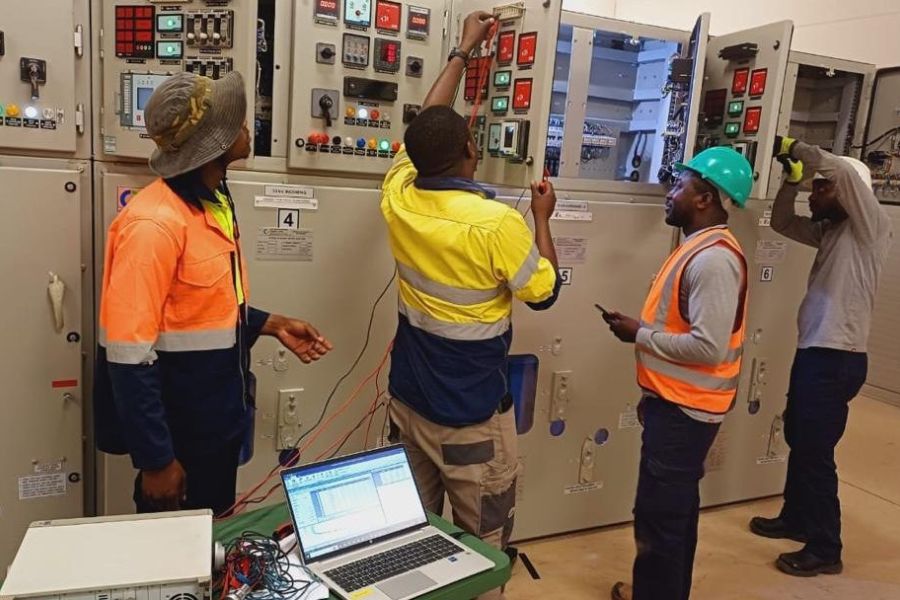 Protection relay panels during secondary injection testing